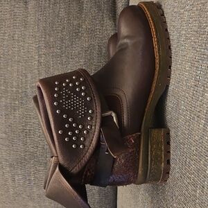 Felmini Burgundy Leather Ankle Booties-Size 39 8.5